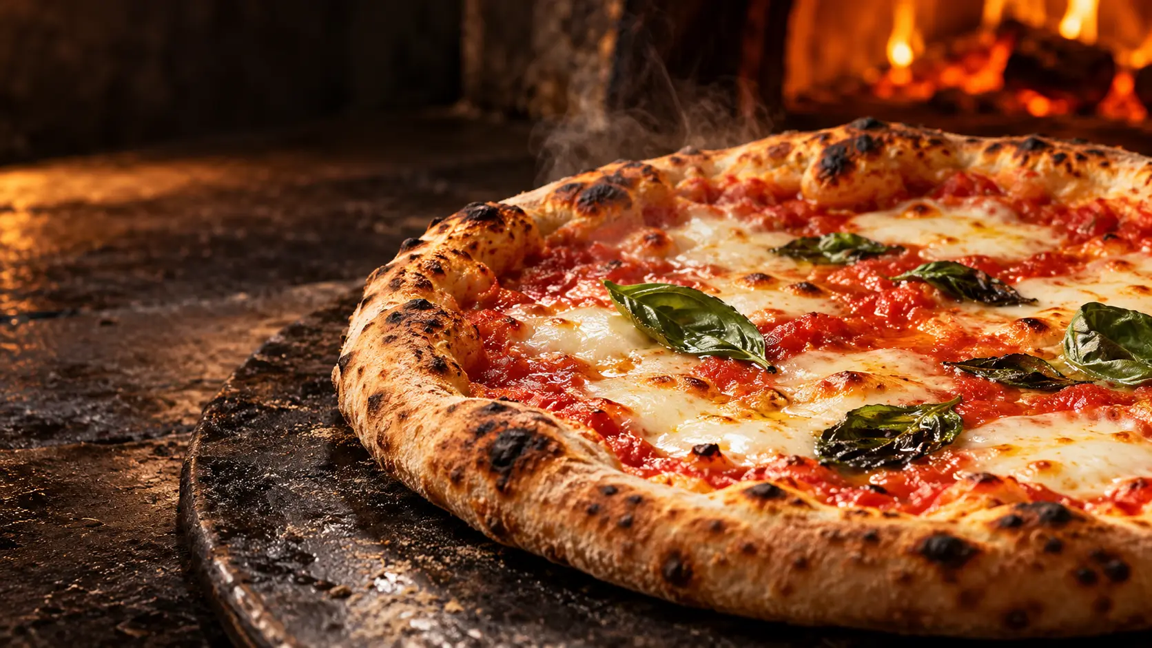 Appetitliche Pizza mit Mozzarella, Tomaten und Basilikum